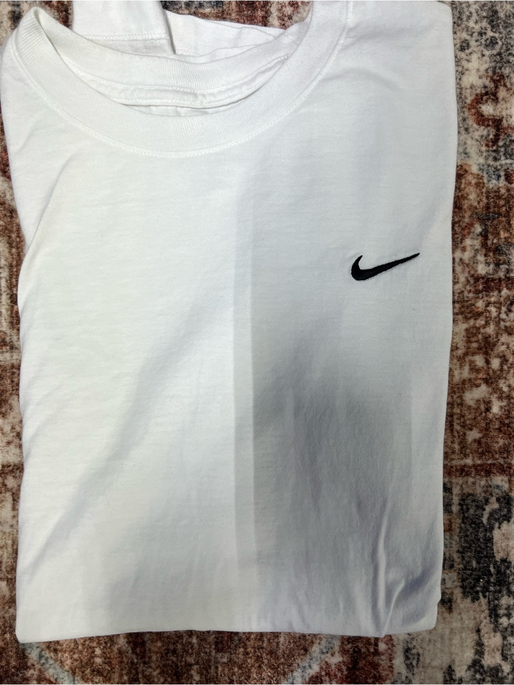 Nike White Short-Sleeve T-Shirt with Black Swoosh